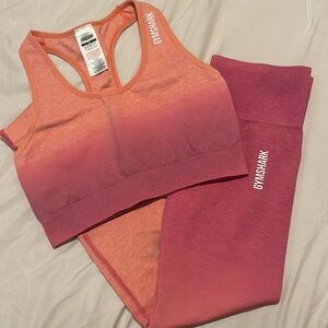 Pink to orange ombre gymshark set